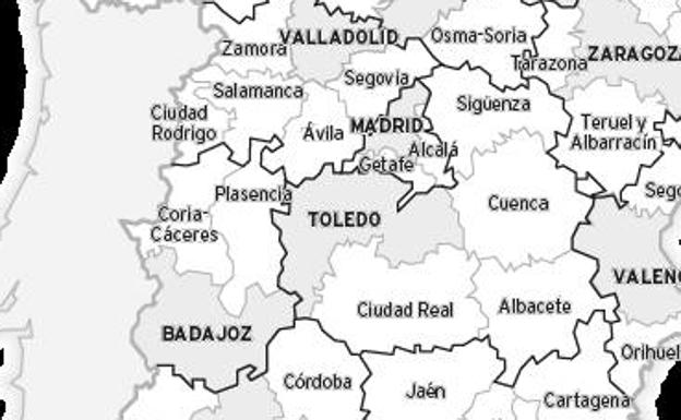 Mapa de las provincias eclesiásticas.