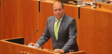 Monago, esta mañana en la Asamblea. / J.M. ROMERO/