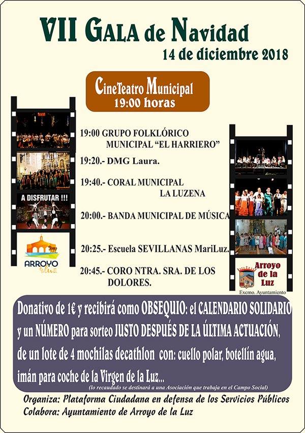 Esta tarde se celebrará la VII Gala de Navidad de Arroyo de la Luz