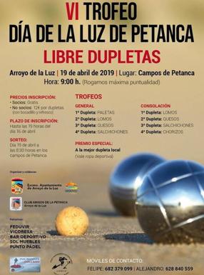 El próximo 19 de abril se celebrará el VI Trofeo Día de la Luz de Petanca