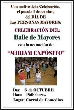 Miriam Expósito actuará durante el Baile de Mayores del próximo domingo 6 de octubre