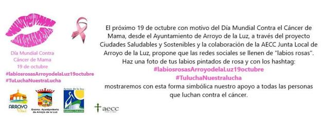 Arroyo de la Luz apoya a los enfermos de cáncer con la campaña 'Labios Rosas'