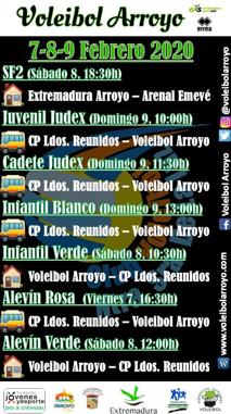 Calendario de partidos del club de volibol para el fin de semana