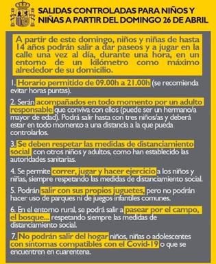 El Ayuntamiento de Arroyo de la Luz informa sobre la próxima salida controlada de los menores de 14 años