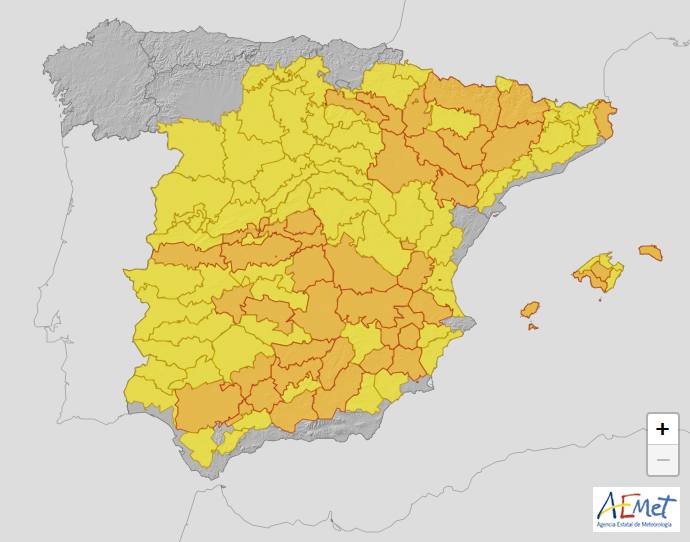 La Siberia y el Tajo y Alagón, en alerta naranja este viernes por temperaturas máximas de hasta 40 grados