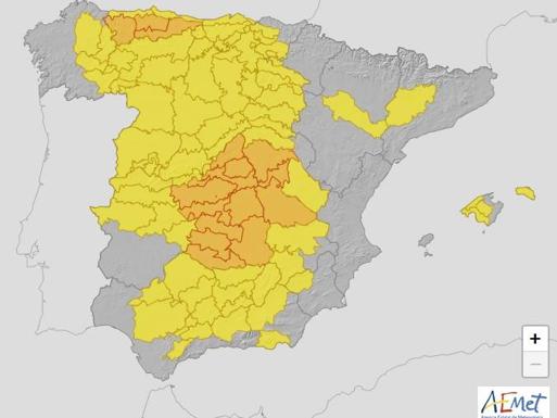 Alerta amarilla por lluvias y tormentas este martes en varias zonas de Extremadura