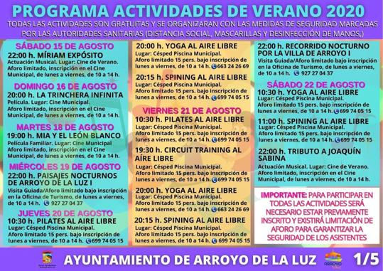 El Ayuntamiento arroyano organiza el programa Verano Cultural 2020