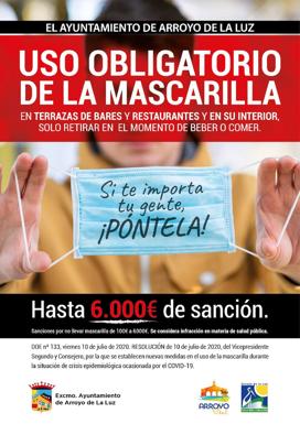 'Si te importa tu gente, ¡Póntela!', una nueva campaña del Ayuntamiento arroyano conciencia del uso de la mascarilla en bares y restaurantes