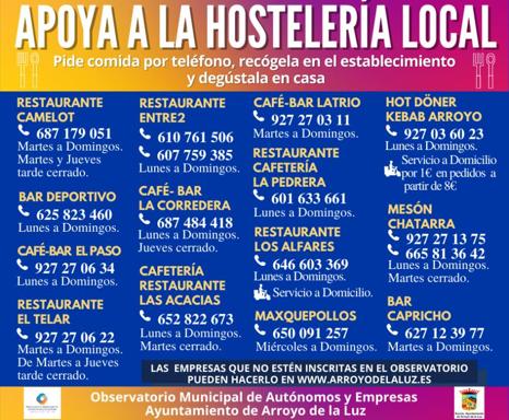 El Ayuntamiento arroyano lanza una campaña de apoyo a la hostelería local