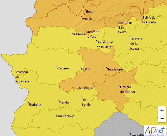 Toda Extremadura estará mañana en alerta