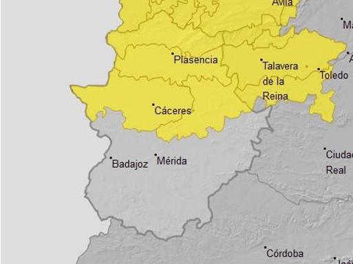 La provincia de Cáceres permanece este viernes en alerta amarilla por lluvias y tormentas