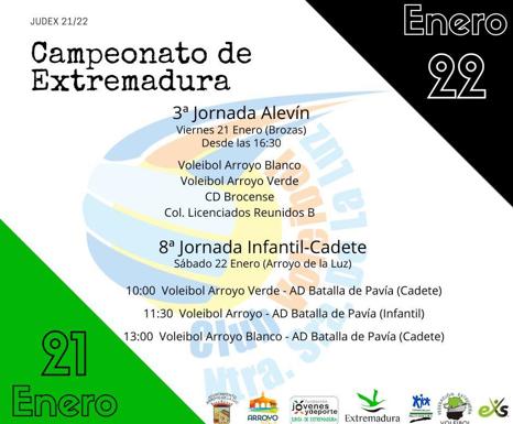 Las alevines, infantiles y cadetes del voleibol arroyano vuelven al terreno de juego este fin de semana