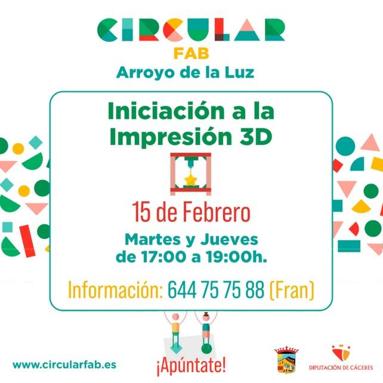El Circular FAB de Arroyo de la Luz ofrece un curso de Iniciación a la Impresión 3D