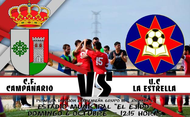 El CF Campanario luchará por mantener su liderato frente al UC La Estrella este domingo
