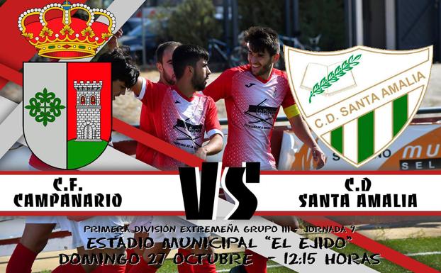 El CF Campanario se mide al Santa Amalia, segundo y tercero en la tabla, respectivamente