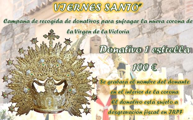 Se buscan doce benefactores para dotar de nueva corona a la Virgen de la Victoria