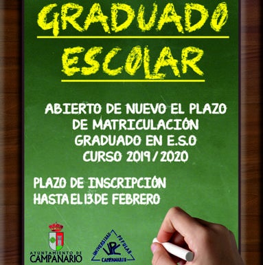 La matrícula para obtener el título de Graduado en ESO se puede formalizar hasta el 13 de febrero