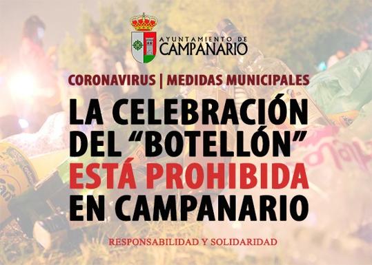 La celebración del botellón queda suspendida en Campanario