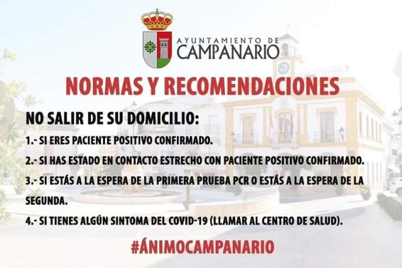 Salud Pública declara un brote de Covid-19 en Campanario, con 9 positivos y 25 contactos