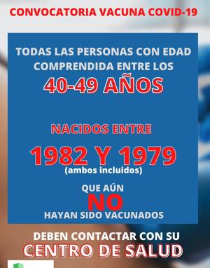 El SES hace un llamamiento a los cuarentañeros que aún no se hayan vacunado
