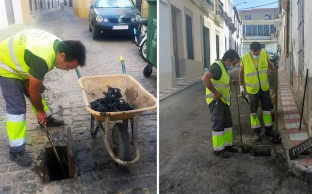 Los trabajadores municipales limpian tuberías y alcantarillas para evitar obstrucciones