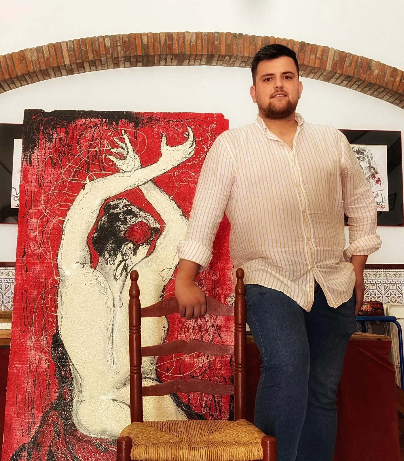 Gaspar Trenado en la sede de la Peña Flamenca «Duende y Pureza» Pepe el Molinero. 