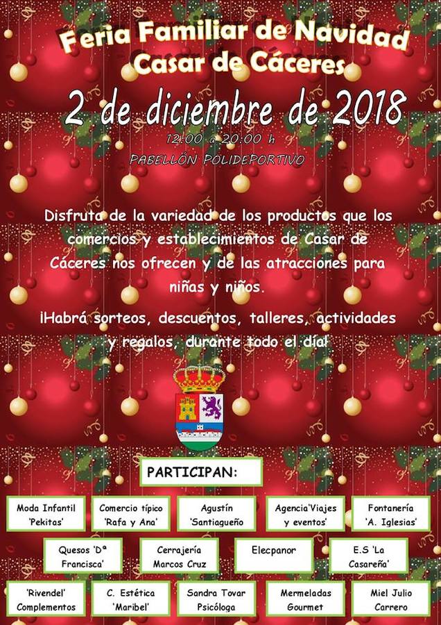 14 empresas estarán presentes este domingo en la Feria Familiar de Navidad