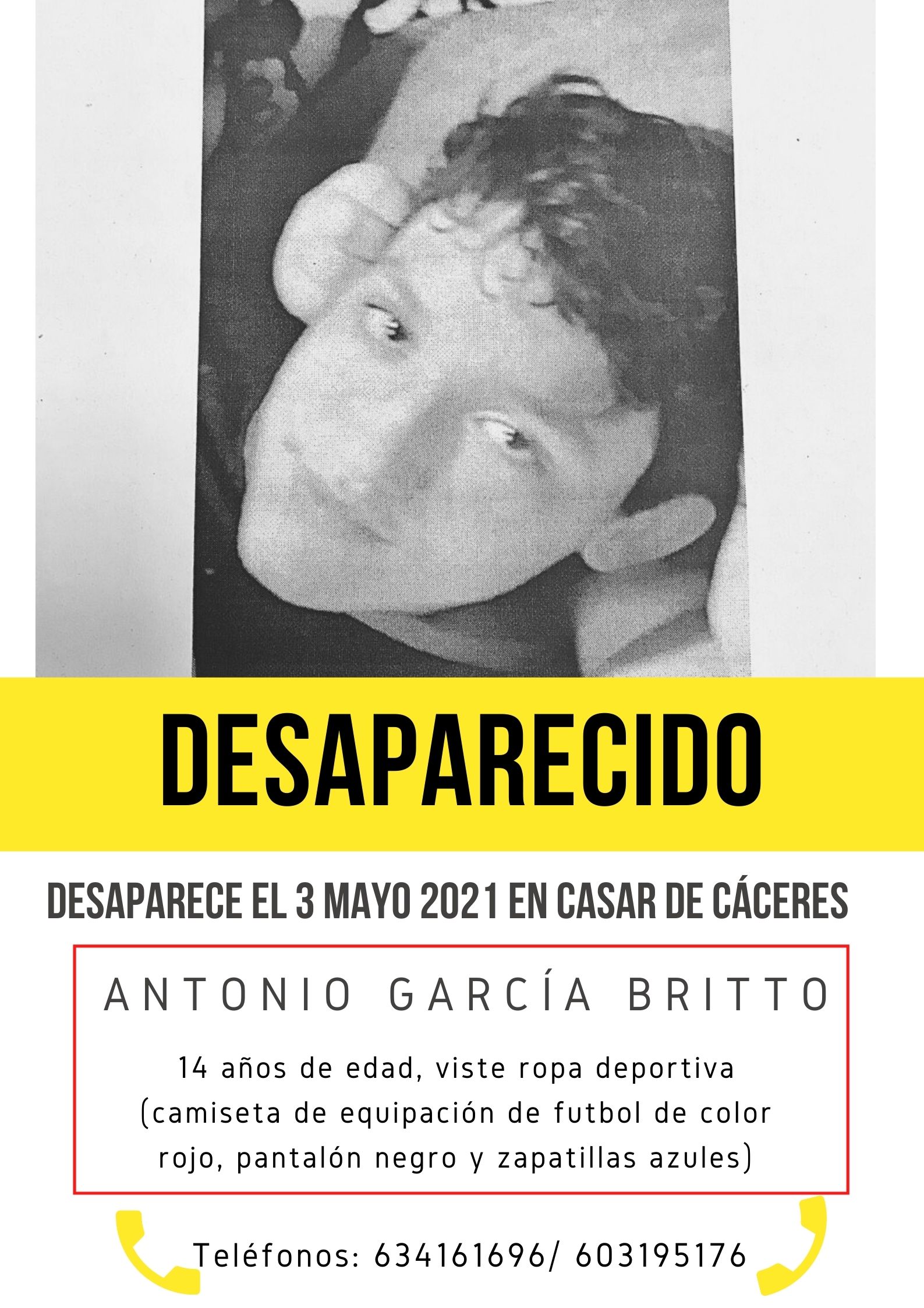 Buscan a un menor de 14 años desaparecido en Casar de Cáceres