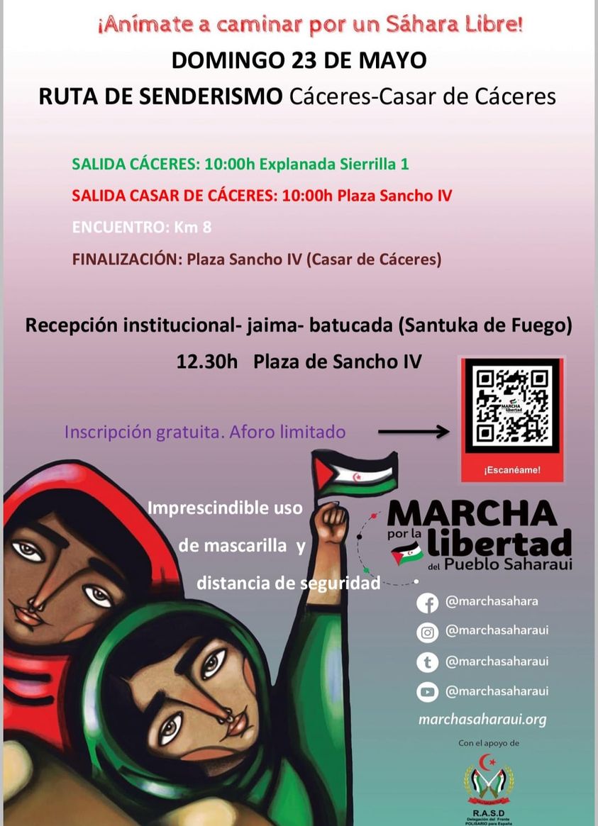 Organizan una marcha senderista por la libertad del pueblo saharaui para este domingo