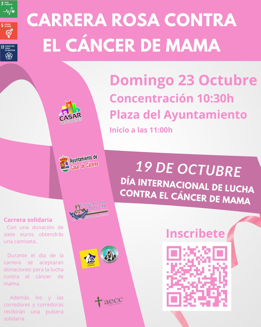 La Marcha rosa contra el cáncer de mama se celebrará este domingo por primera vez en Casar de Cáceres
