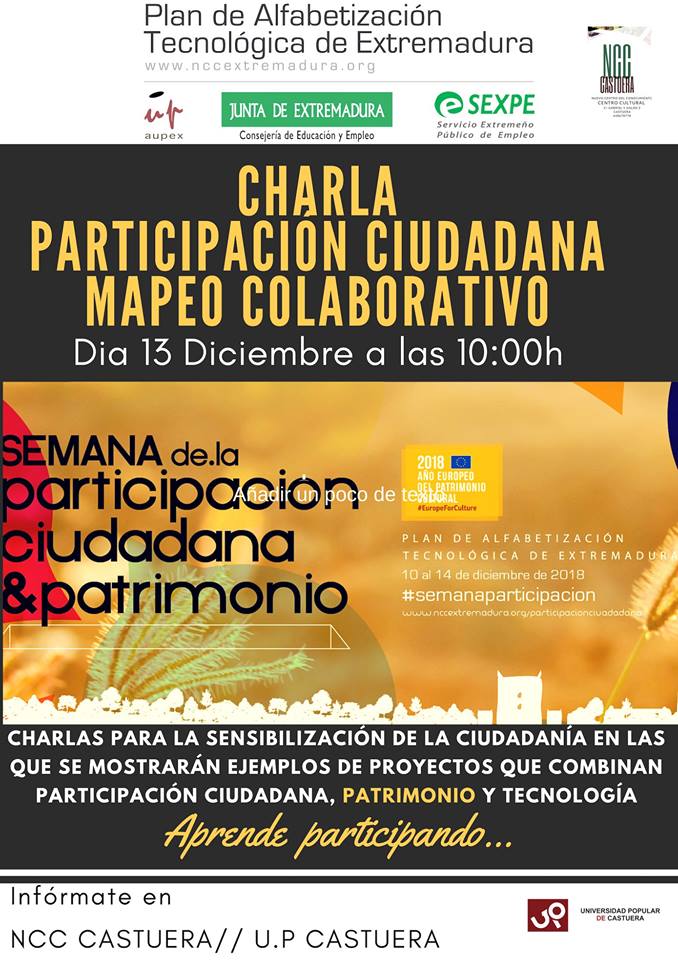 El Nuevo Centro del Conocimiento de Castuera se suma a la Semana de la Participación Ciudadana y Patrimonio