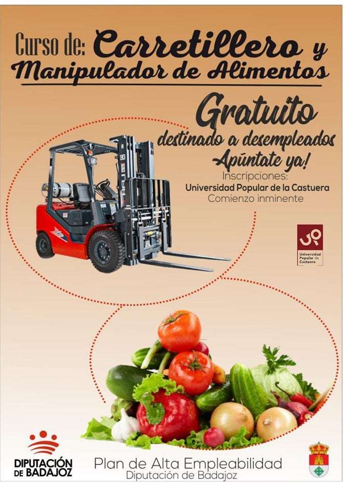 La Universidad Popular oferta un curso gratuito de Carretillero y Manipulación de Alimentos