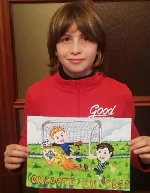 Álvaro Morillo, un niño de Castuera, gana el concurso de dibujo de la Federación Extremeña de Fútbol