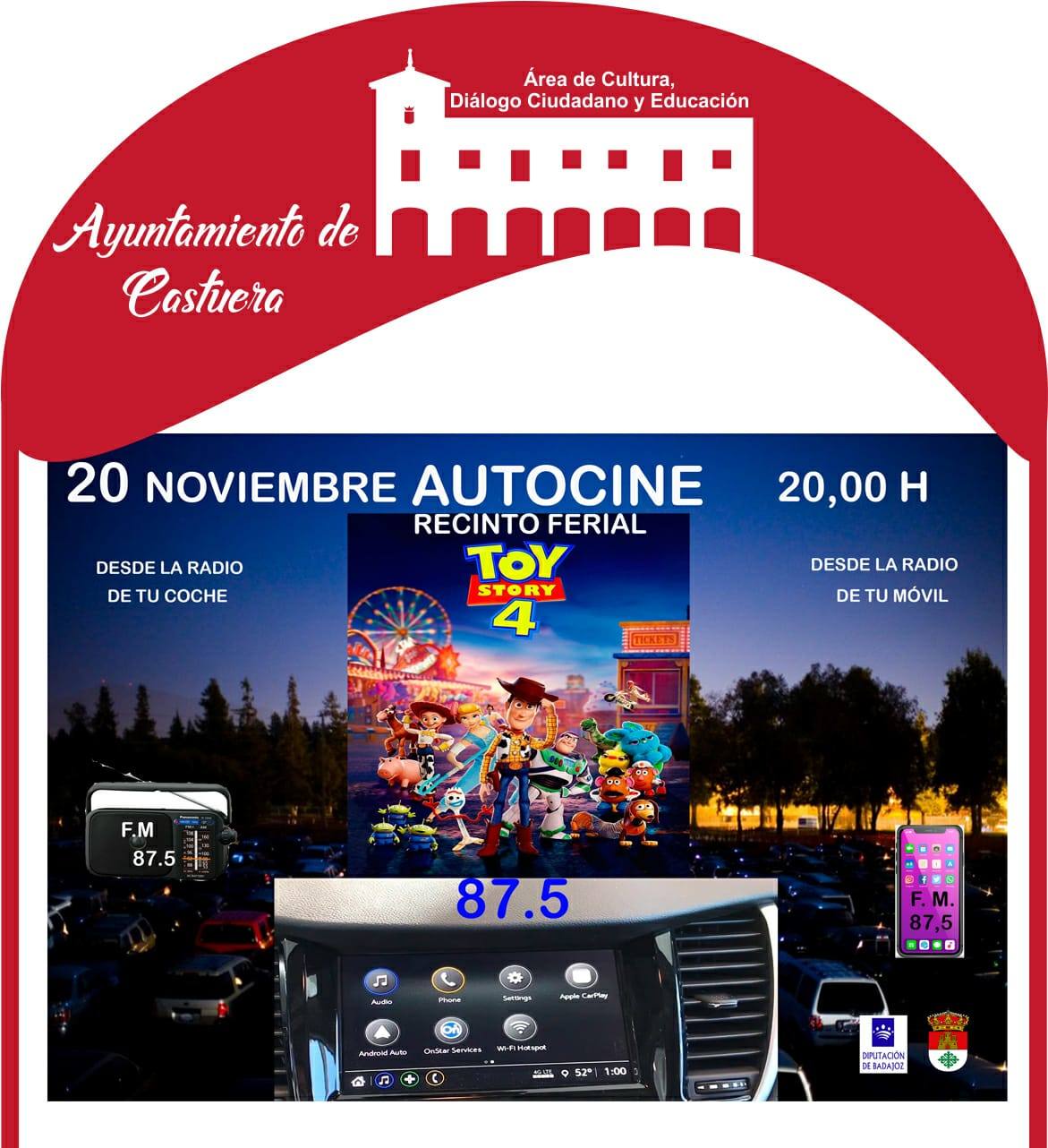 El autocine de Castuera proyecta mañana viernes 20 de noviembre 'Toy Story 4'