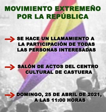 El Movimiento Extremeño por la Republica se presenta este domingo en Castuera en un acto abierto