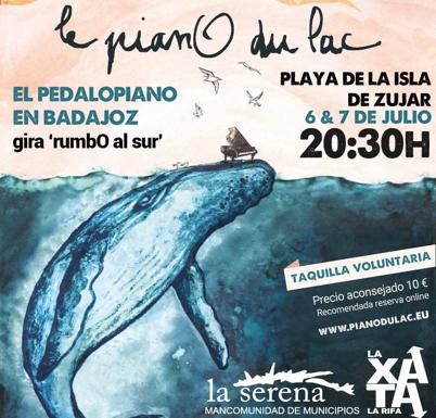 El concierto flotante 'El pedalOpiano' hace parada en la playa de la Isla del Zújar