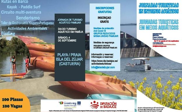 El programa de actividades de Turismo Acuático Familiar 2021 de la Diputación de Badajoz llegará a la Isla del Zújar este sábado 4 de septiembre