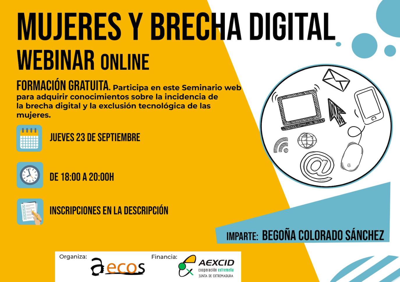 La Asociación Extremeña de Comunicación Social oferta una Webinar gratuita sobre 'Mujeres y Brecha Digital'