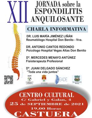 Jornada sobre 'Espondiloartritis' el sábado 25 de septiembre en el Centro Cultural
