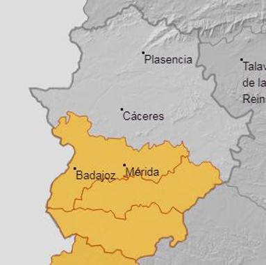 AEMET mantiene la alerta amarilla por lluvias en la comarca de La Serena