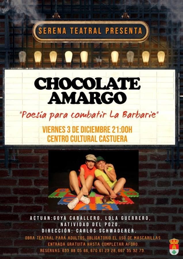 Serena Teatral presenta el viernes 3 de diciembre la obra 'Chocolate Amargo'