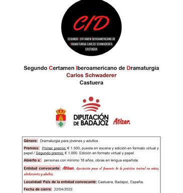 La Asociación para el fomento del teatro 'Atizar' convoca el IIº Certamen Iberoamericano de Dramaturgia 'Carlos Schwaderer'