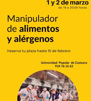 La Universidad Popular oferta un curso de 'Manipulador de Alimentos y Alérgenos'