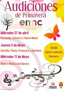 La Escuela Municipal de Música de Castuera programa un ciclo de 'audiciones de Primavera'