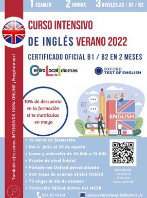 El Centro Local de Idiomas oferta dos cursos intensivos de verano de inglés B1 y B2