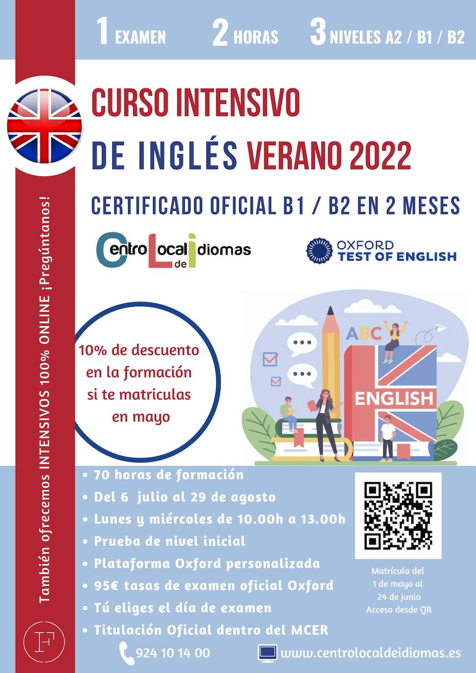 El Centro Local de Idiomas oferta dos cursos intensivos de verano de inglés B1 y B2