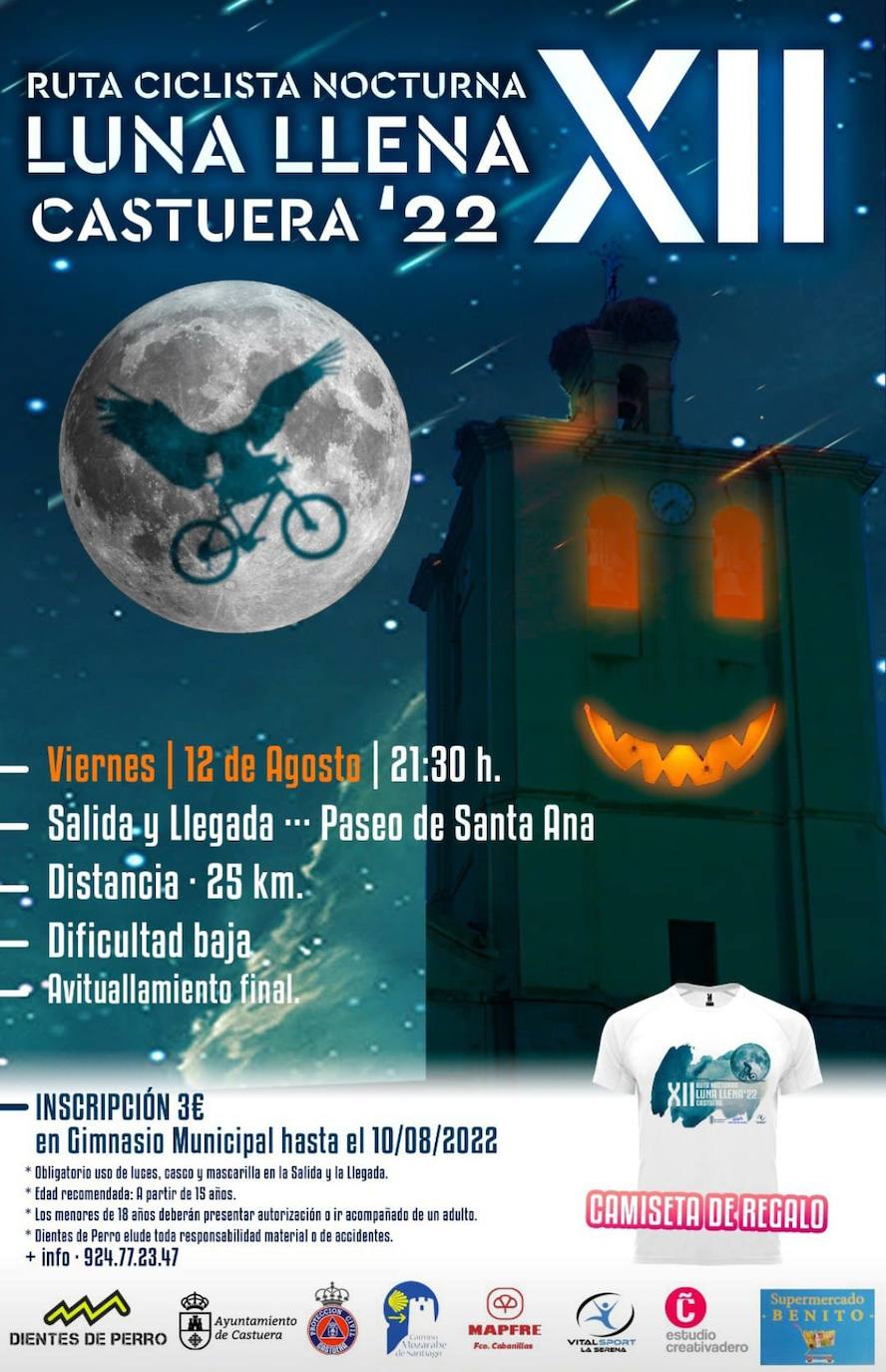 la ruta nocturna ciclista 'Luna Llena' se celebrará el viernes 12 de agosto