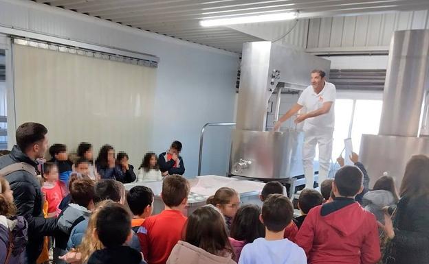 Alumnos y alumnas del CEIP Joaquín Tena Artigas visitan la quesería de la Cooperativa Ganadera (Covica)