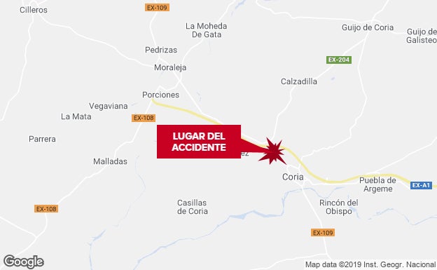 Una mujer de 59 años se fractura la muñeca tras sufrir un accidente de moto en Coria