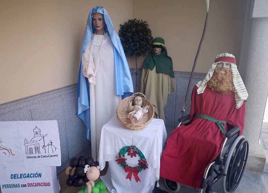 Belén inclusivo en el soportal de la parroquia de San Ignacio